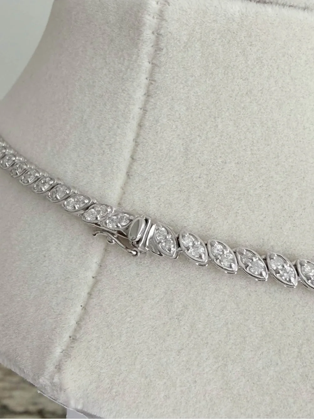 Marquise V-Front Necklace in Silver Tone with Clear Stones